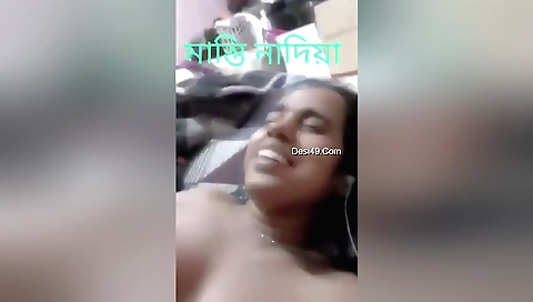 Sexy indian brunette 18+ bhabhi shows her natural tits and fingers