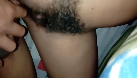 Busty girlfriend shows her hairy body in this homemade video