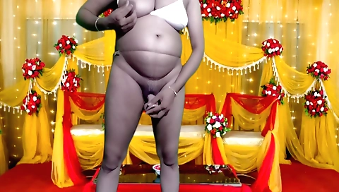 Solo girl with big tits masturbates on a television