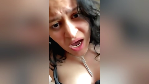 A brunette with small tits fingered and fucked in POV