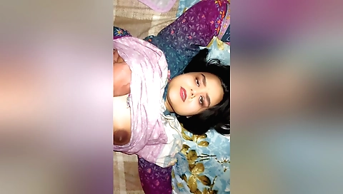 Indian hottie fucks neighbor aunt on the living room table