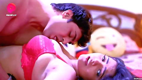 Horny brunette milf with big natural tits rubs her ass