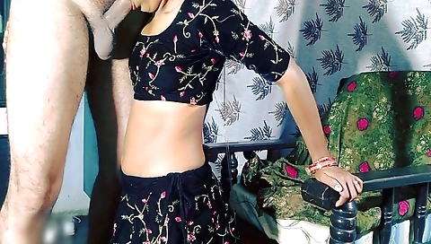 Indian amateur step sister with big tits is sucking a cock