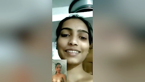 Indian girl takes a deep breath in her sexy camera