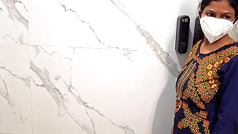 Horny brunette girl shows her shaved pussy in a hot bath video