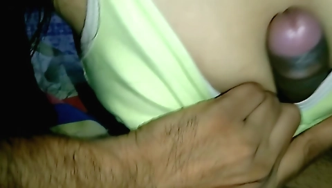 Mature lady with big boobs is in mouth of big dick