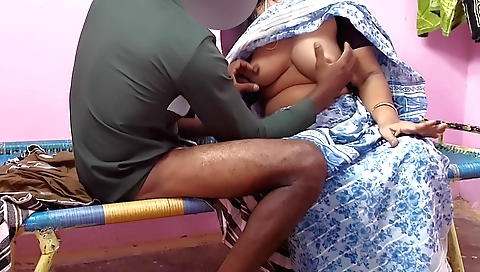 Busty indian blonde is fucked in the bedroom on the bed