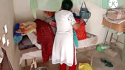 My amateur brunette girl in a red dress in a bedroom