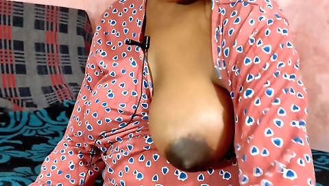 Busty indian amateur beauty is playing with her pussy
