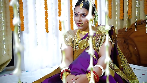 Busty brunette gets fucked and creampied on a couch