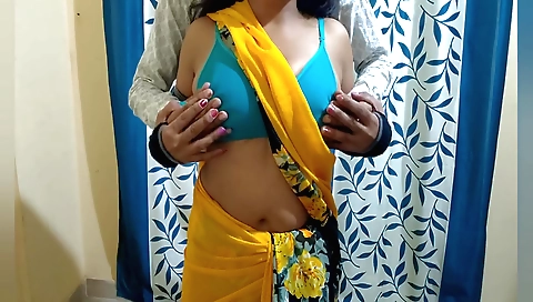 Indian milf with big tits plays with her man's cock