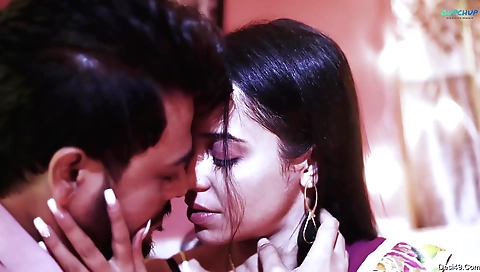 Hot brunette with a perfect body and a sexy face enjoys