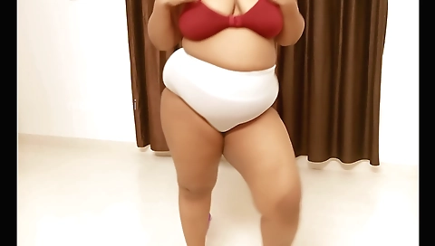 Black dress and stockings girl in the bedroom solo