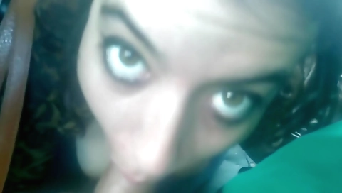 Hot video with a brunette in a public bus getting a blow job