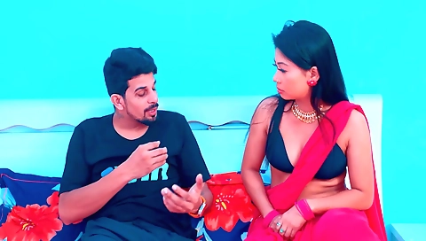 Indian busty babe takes and cums in bed in the movie