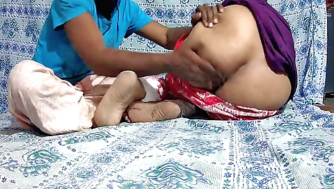 Indian mature is pinned and fucked by a big black one