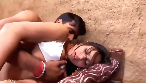 Indian blonde fucks a hard guy at first by a dildo