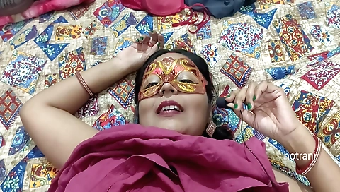 Indian 18+ teen 18+ girl rides a dildo in sexy outfit