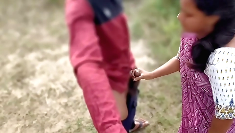 Indian brunette gets hot on the street in a public place