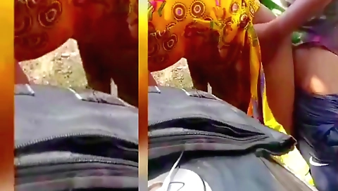 Amateur brunette video in the jungle with village outdoor