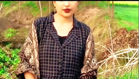 Hot girl in a garden with her pussy wet from sex with a toy