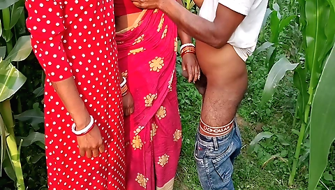 Busty Indian woman gets her pussy fucked hard in the field