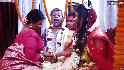 Busty redhead milf enjoys getting fucked in a group video