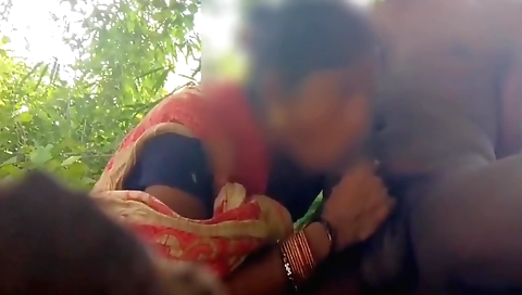 Hot brunette in an outdoor sex scene in the jungle