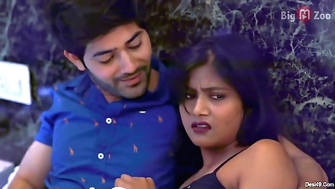 Brunette with short hair and small boobs playing with her phone